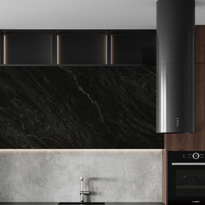 Gạch sứ màu xám chống vết bẩn và trầy xước với 3 mẫu độc đáo 1600 * 3200MM Black Slab