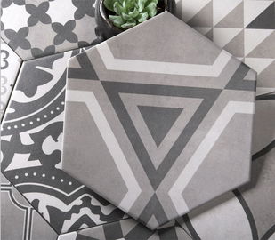 Hình lục giác trắng và đen 8'X9,2 '' Ngói sứ hiện đại Matte đã hoàn thành